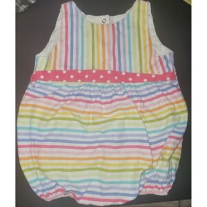 Lolly Wolly Doodle Pastel Rainbow Stripe Bubble Romper USA Made Girls Size 2‎